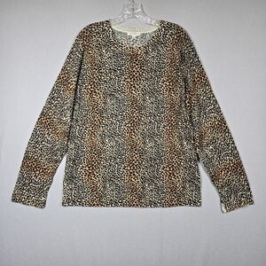Equipment 100% Wool Crewneck Sweater Women's Large Cheetah Print